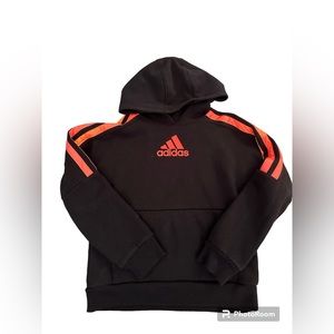 Adidas Boys Black and Orange Hoodie| Size: M 10/12